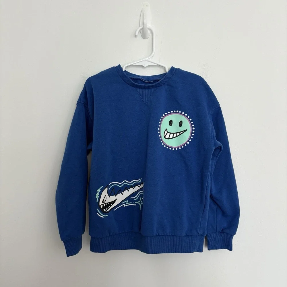 Nike Kids Pullover Sweatshirt Size Unknown Blue White Teal Cotton Blend Casual